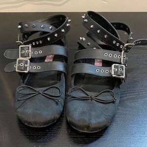 Sugarbaby Black Spiked Studded Ballet Flats Punk Balletcore